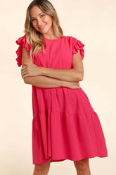 Fuchsia Smocking Ruffle Dress with Pockets, Dresses, $ 49.00, A Moment Of Now™